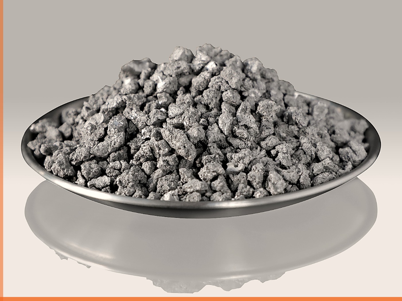 Metal granules on a clean quality-control surface